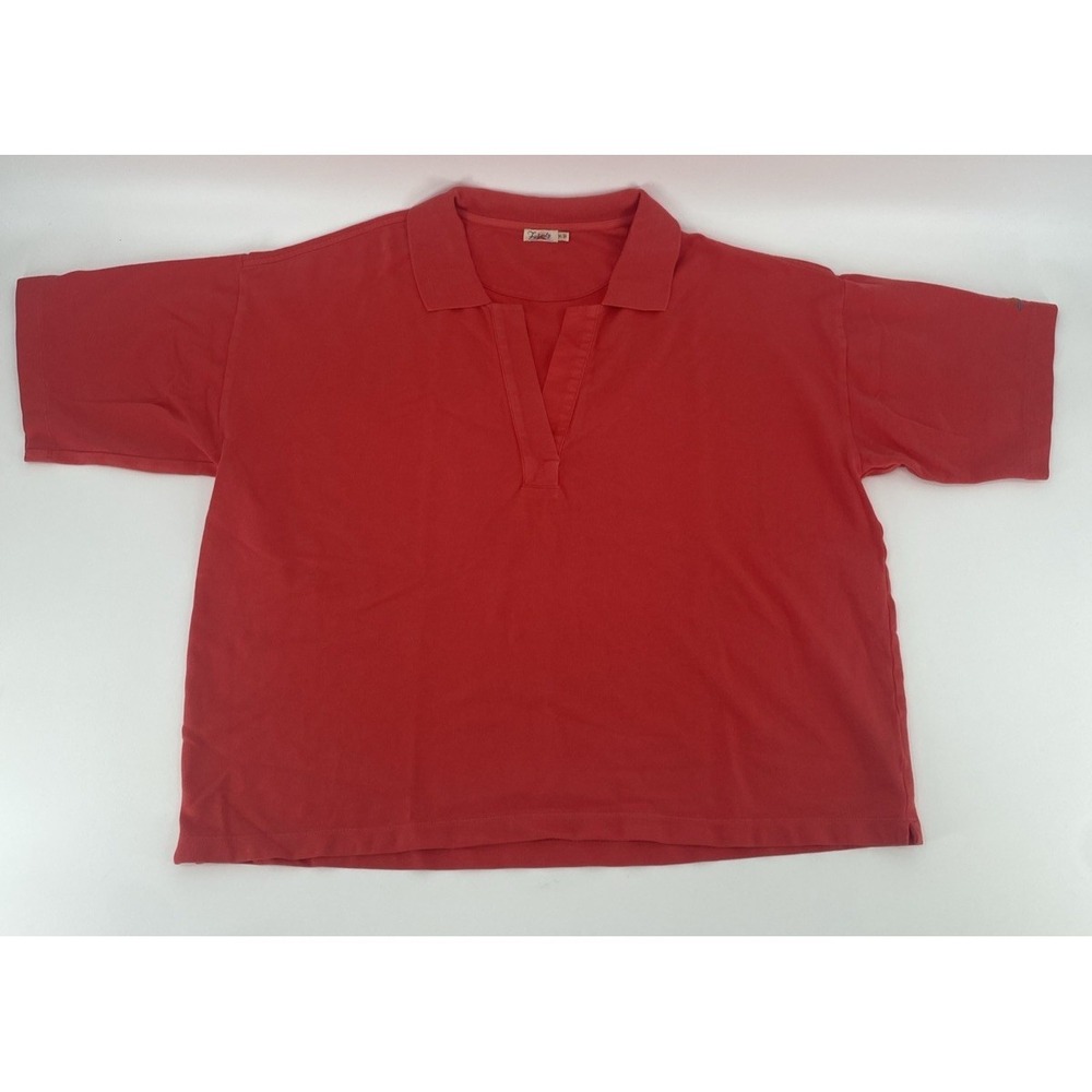 FAHERTY Sun Washed Pique Casual Boxy Polo Top Hibiscus/ Orange Women's XL - Picture 4 of 8